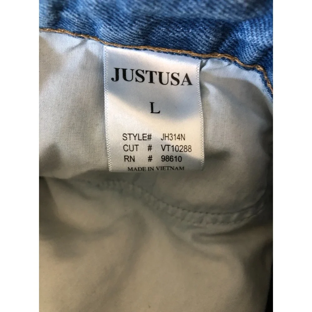 Just‎ USA Shorts Women's Size Large Denim Blue Distressed Raw Hem 2